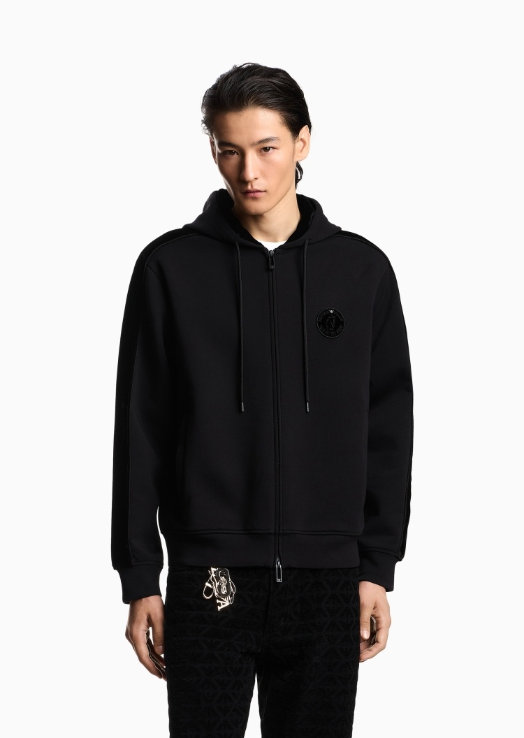 Emporio Armani 马年限定男士合身长袖连帽拉链刺绣卫衣外套