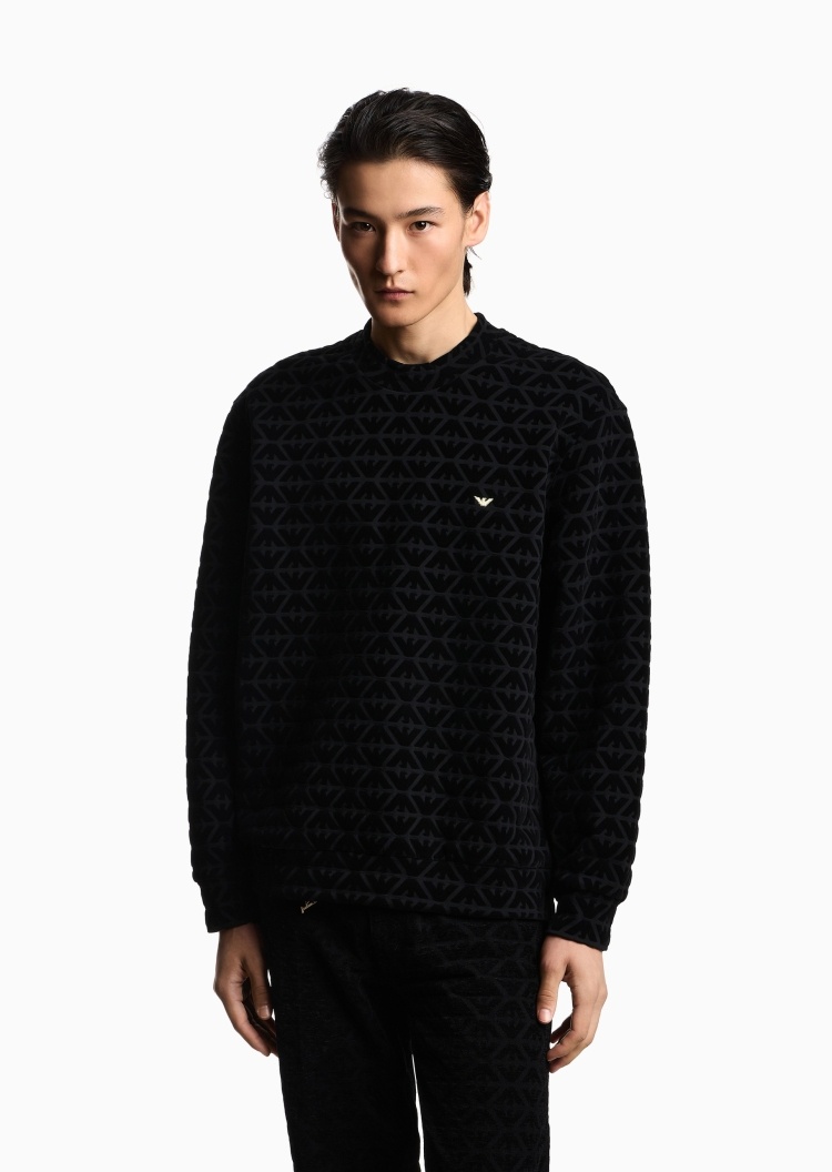 Emporio Armani 马年限定男士弹力宽松长袖圆领通体鹰标卫衣