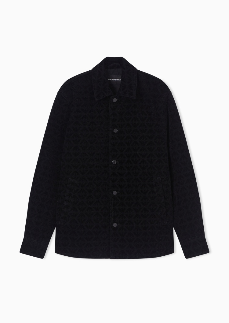 Emporio Armani 马年限定男士长袖翻领纽扣满印牛仔夹克