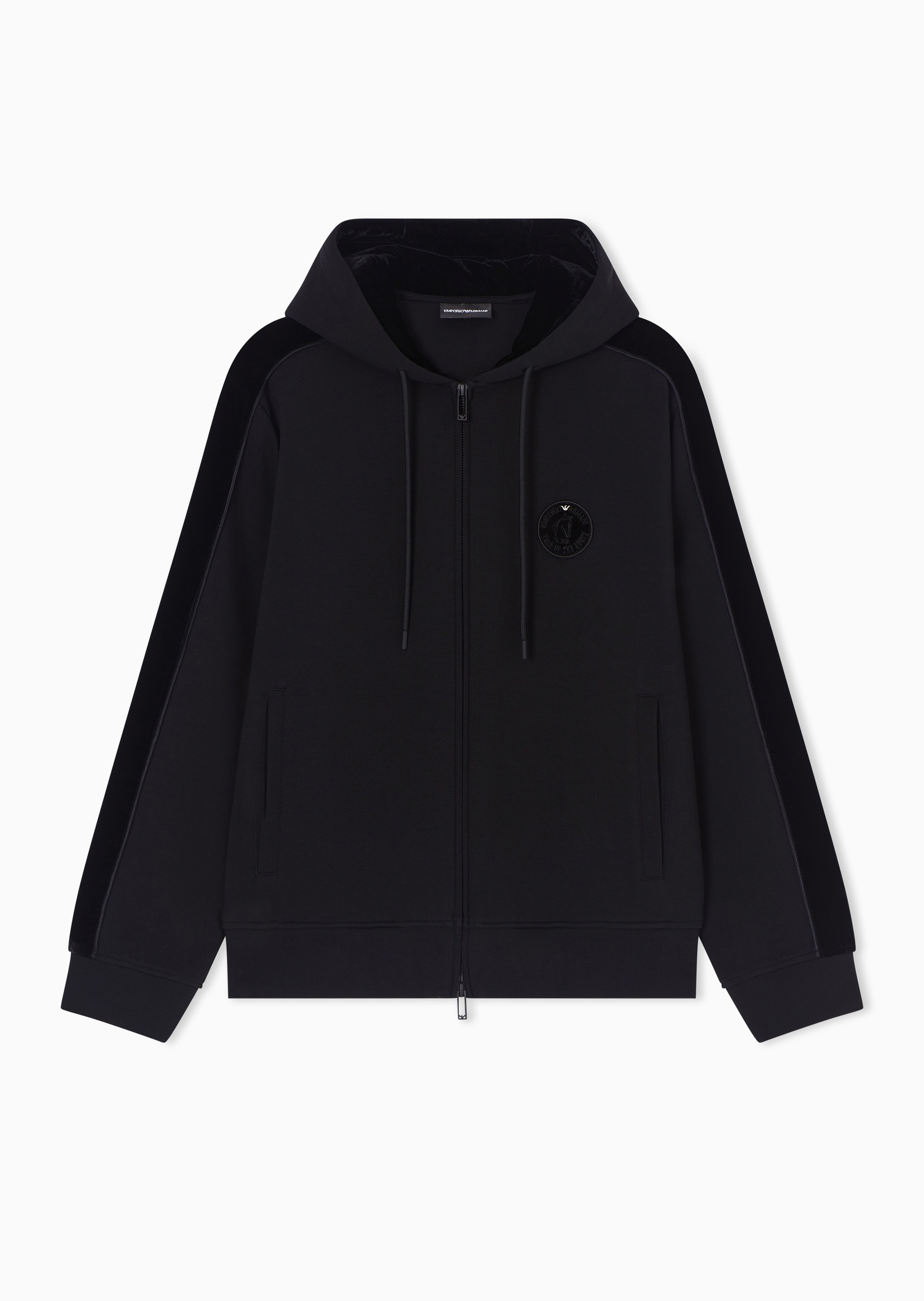 Emporio Armani 马年限定男士合身长袖连帽拉链刺绣卫衣外套