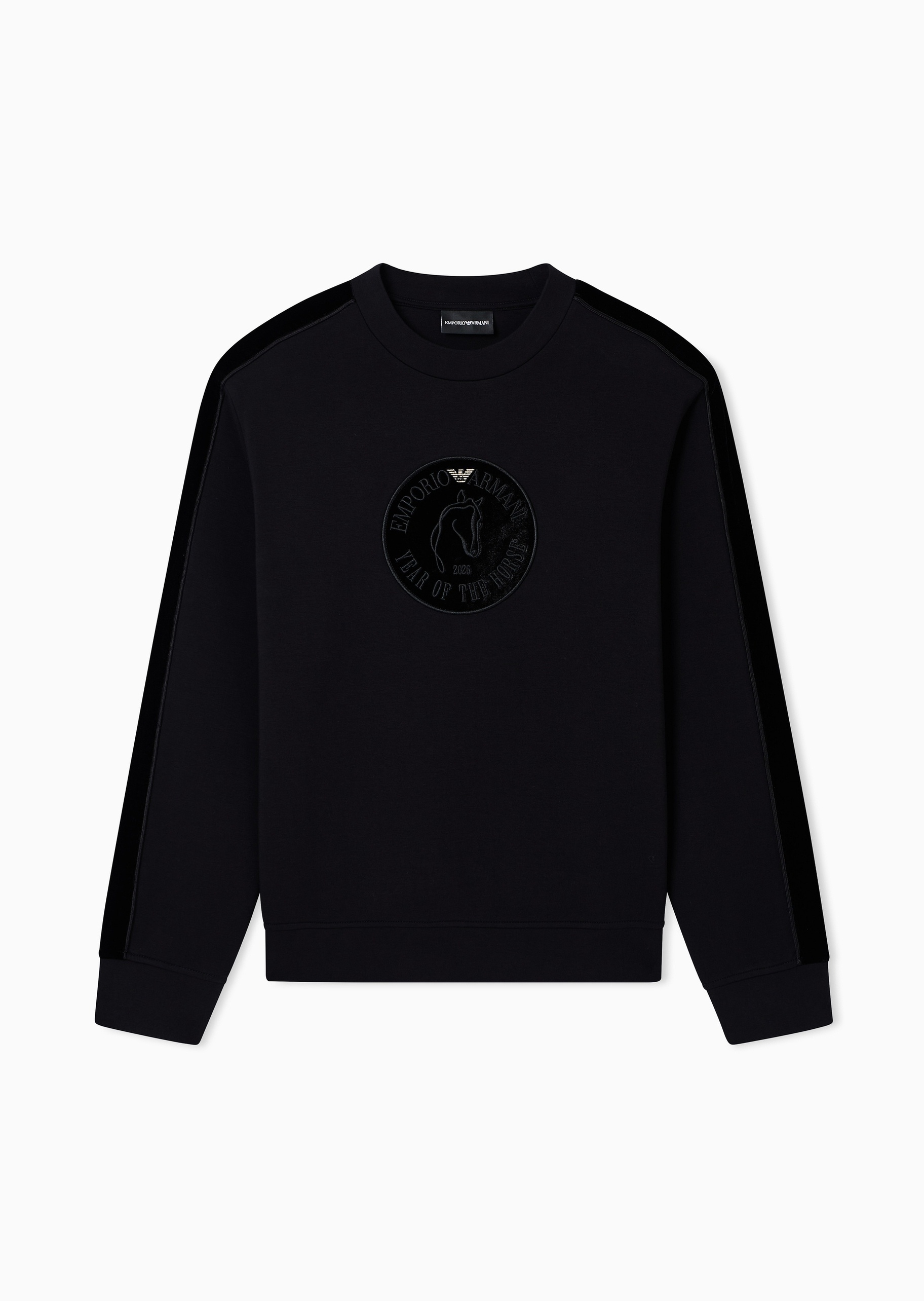 Emporio Armani 马年限定男士宽松长袖圆领拼接刺绣休闲卫衣