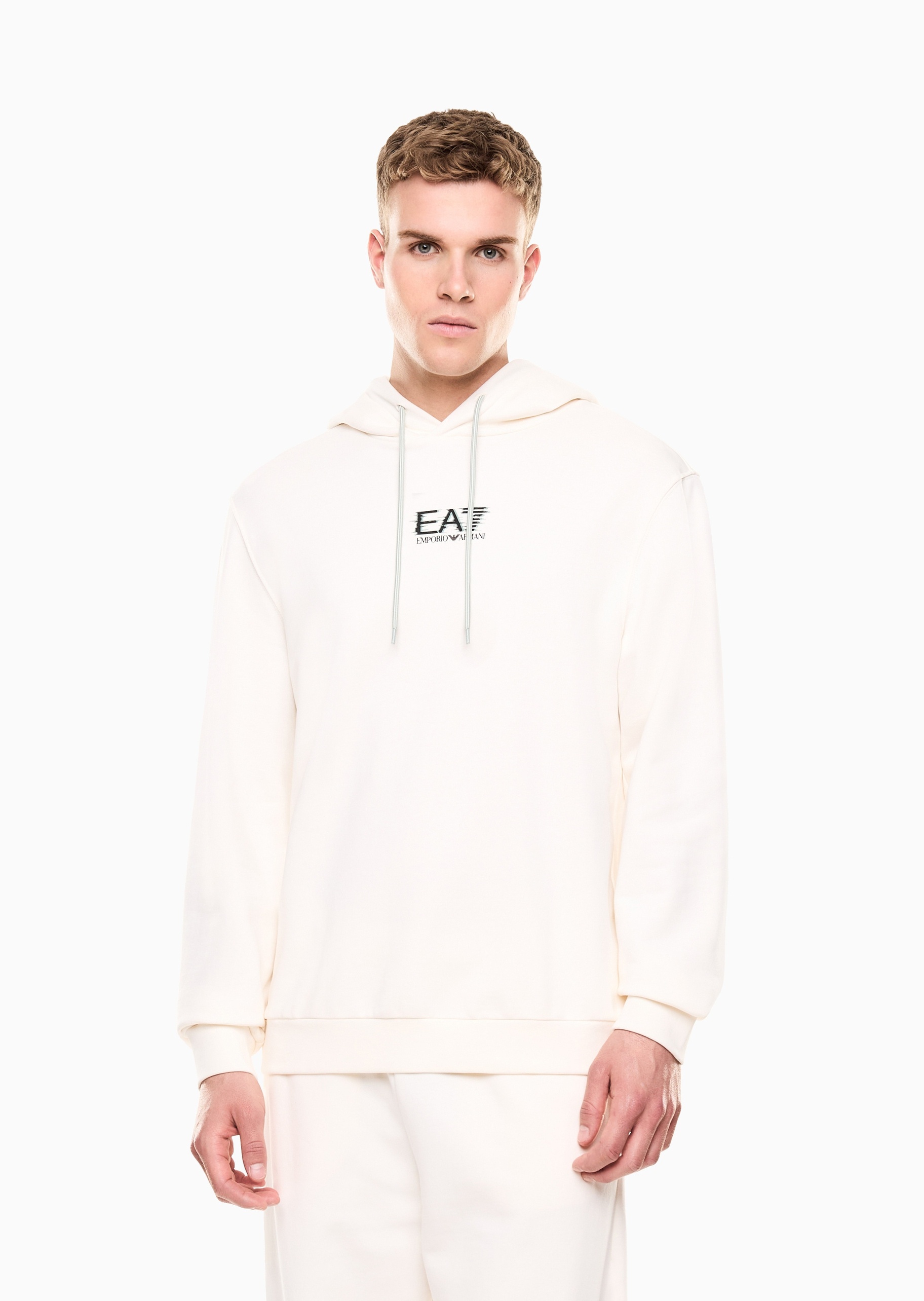 EA7 男士纯棉宽松长袖连帽毛圈印花运动卫衣