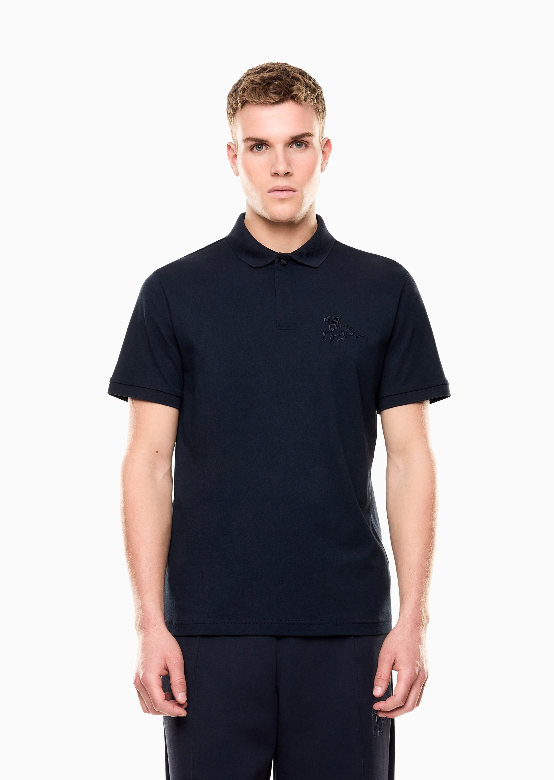 EA7 马年限定男士纯棉短袖翻领刺绣Polo衫