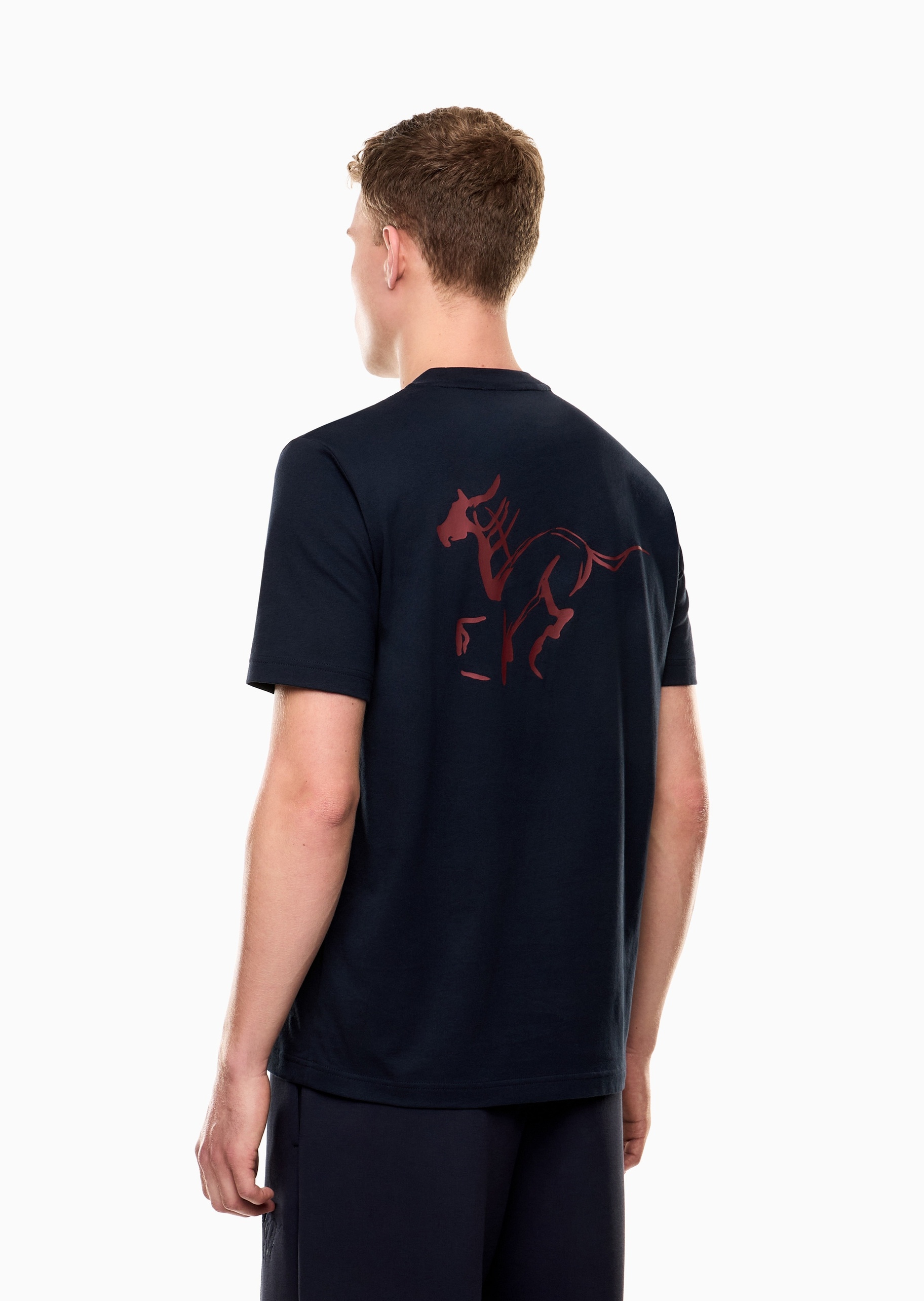 EA7 马年限定男士纯棉合身短袖圆领印花T恤