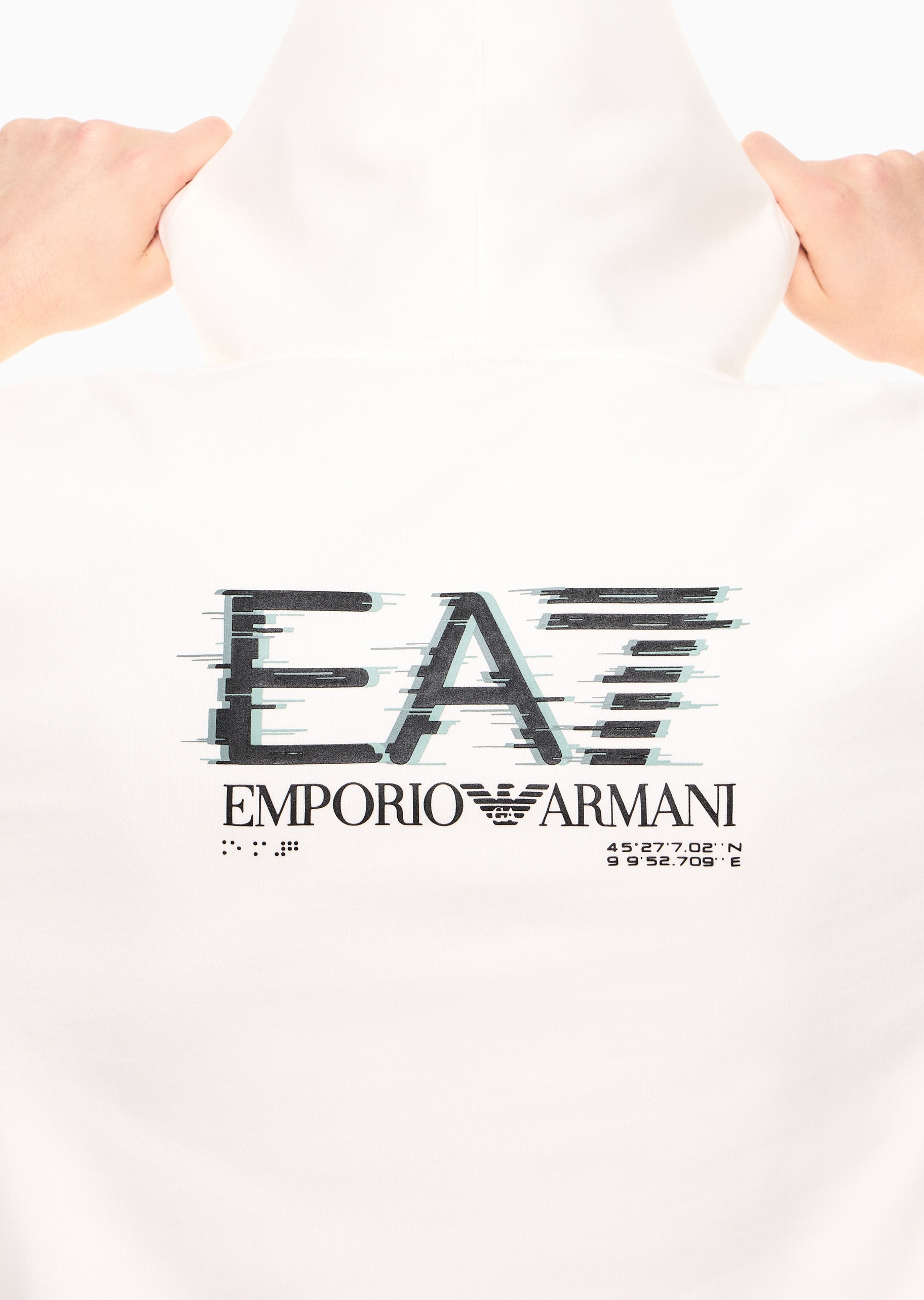 EA7 男士纯棉宽松长袖连帽毛圈印花运动卫衣