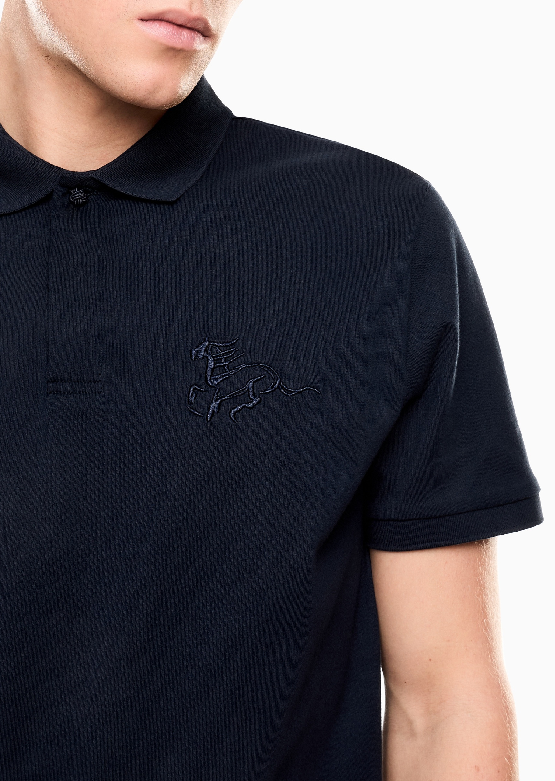 EA7 马年限定男士纯棉短袖翻领刺绣Polo衫