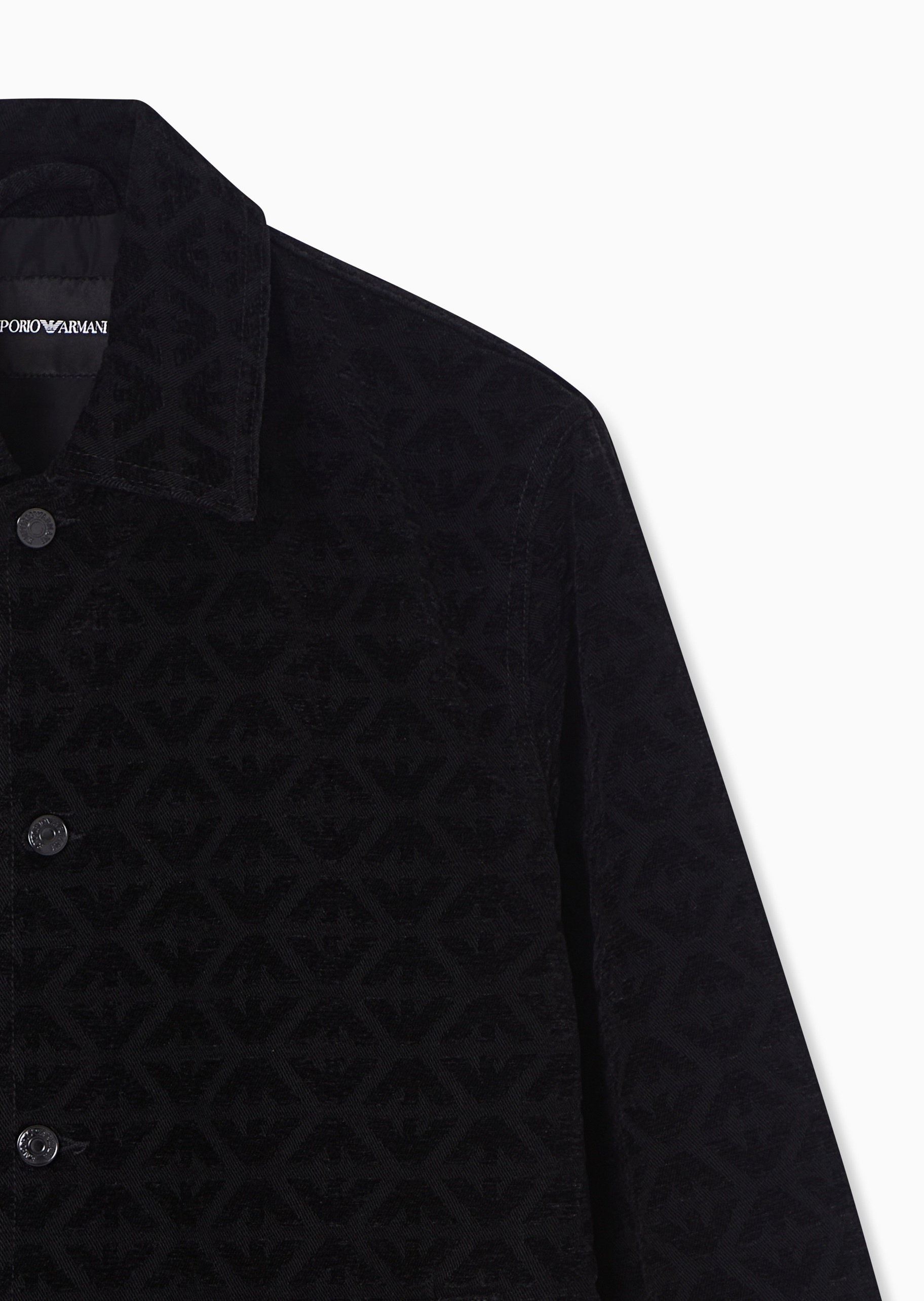 Emporio Armani 马年限定男士长袖翻领纽扣满印牛仔夹克