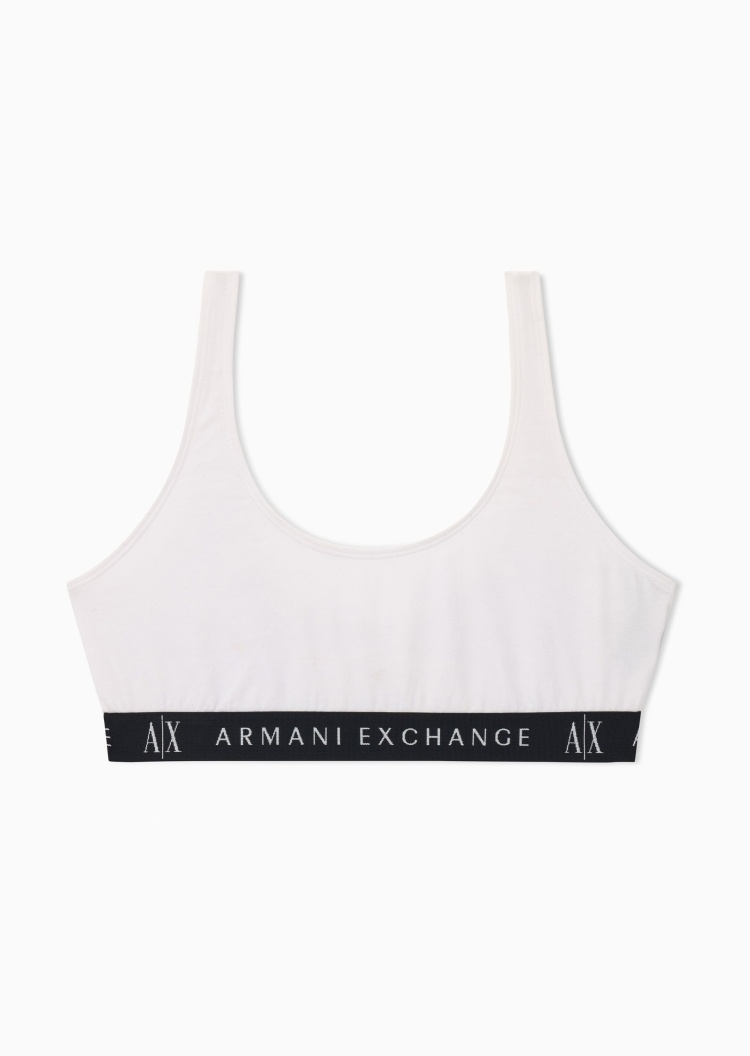 ARMANI EXCHANGE 女士织带纯棉弹力U领背心式运动内衣文胸