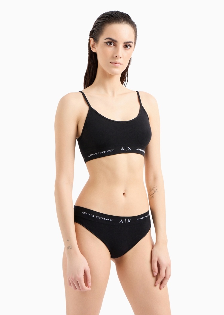 ARMANI EXCHANGE 女士Logo织带细肩带背心式弹力内衣文胸