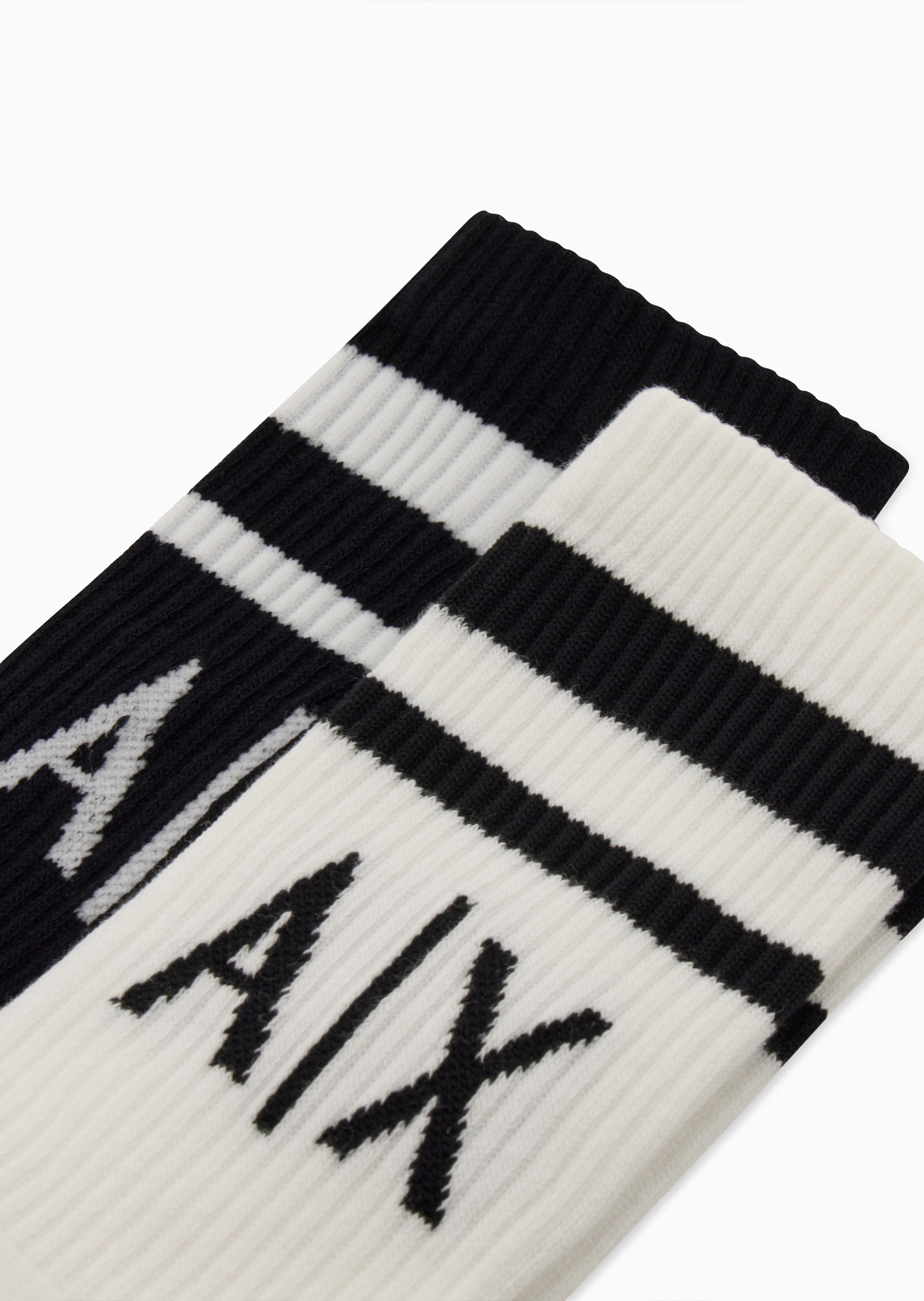 ARMANI EXCHANGE 女士两双装运动提花耐穿中筒堆堆棉袜