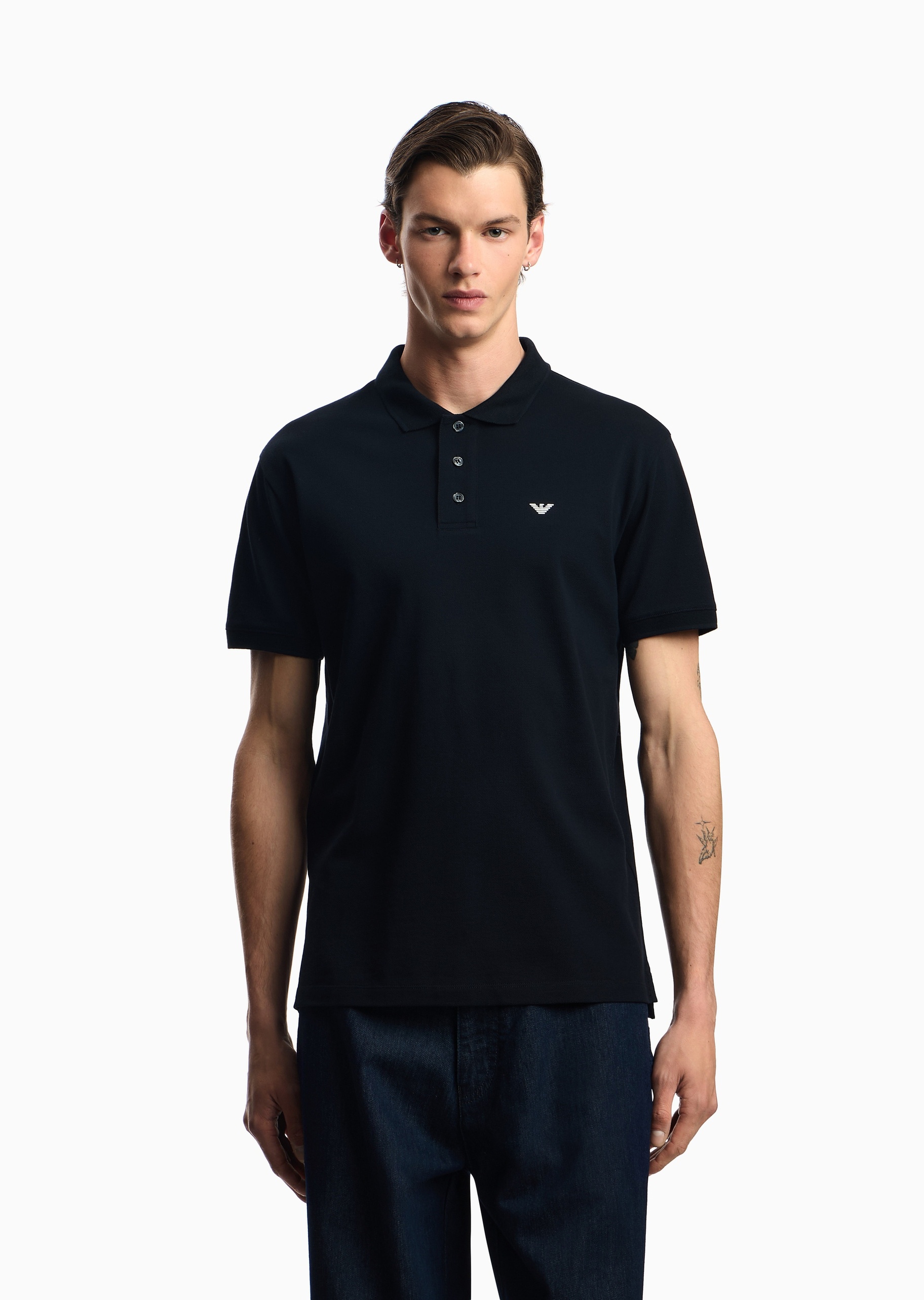 Emporio Armani 男士全棉合身短袖翻领多色Polo衫