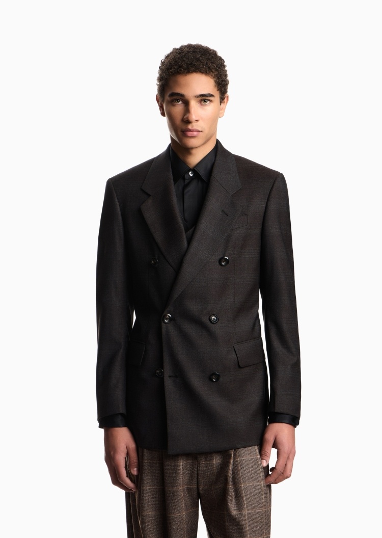 Emporio Armani 男士秀场同款全绵羊毛戗驳领绅士风西装外套