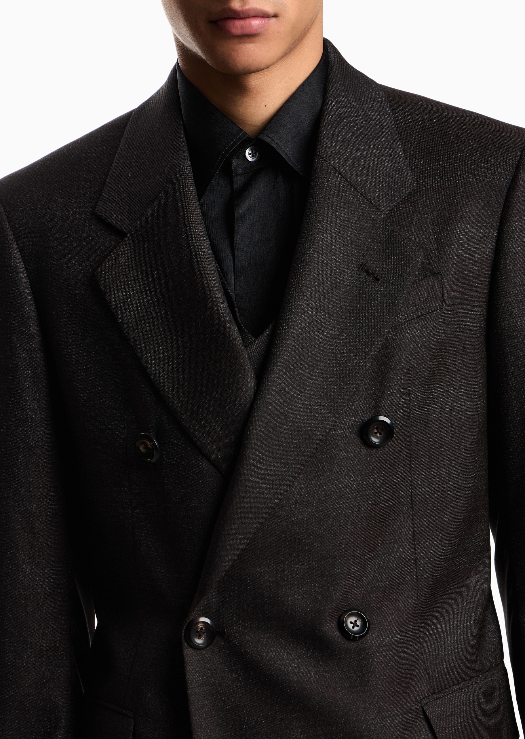 Emporio Armani 男士秀场同款全绵羊毛戗驳领绅士风西装外套