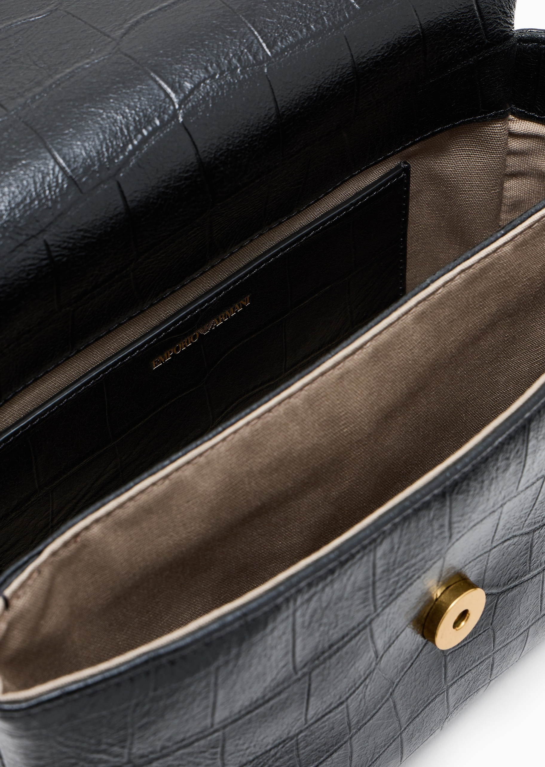 Emporio Armani 女士牛皮革翻盖可拆卸肩带单肩商务斜挎包