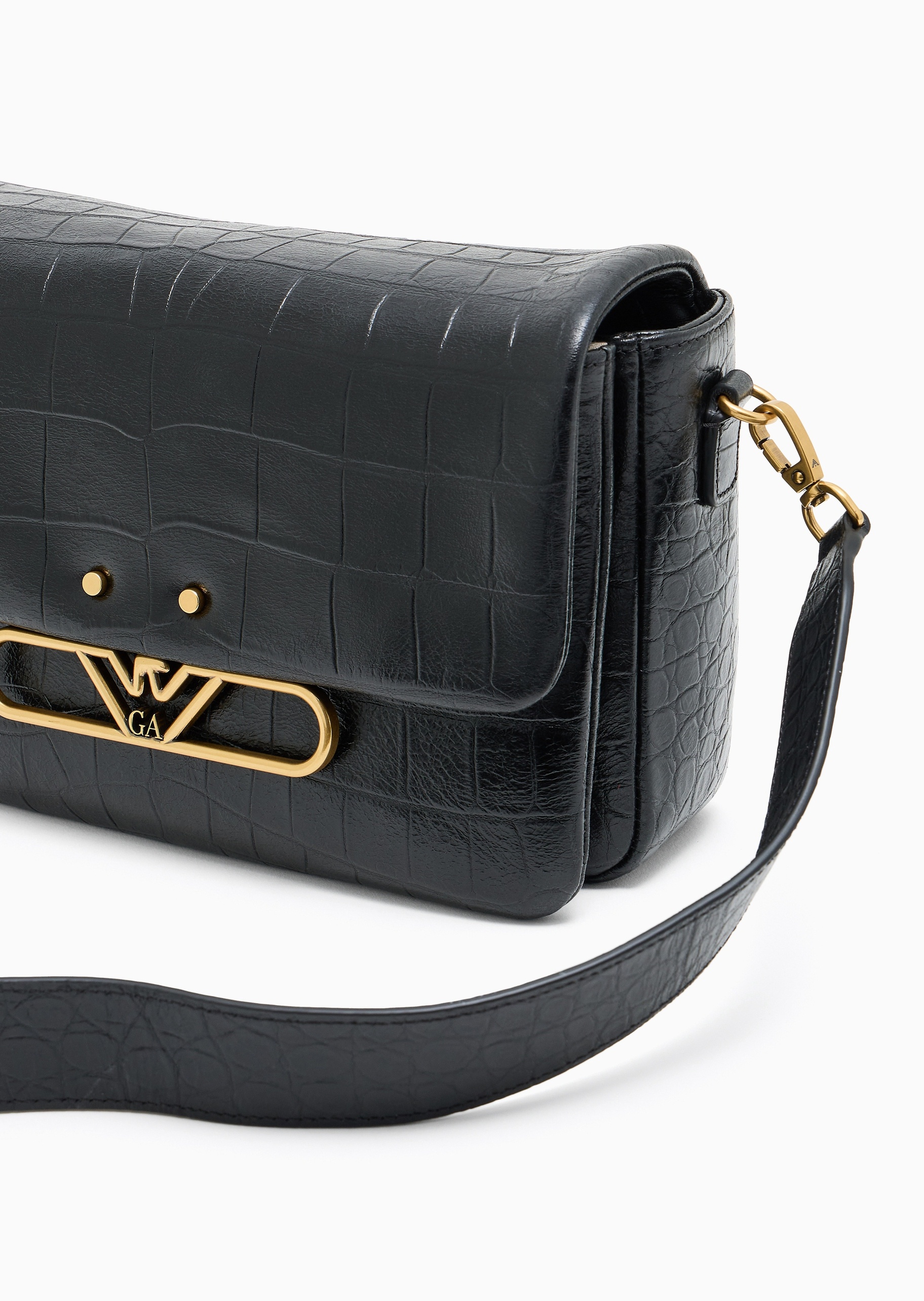 Emporio Armani 女士牛皮革翻盖可拆卸肩带单肩商务斜挎包