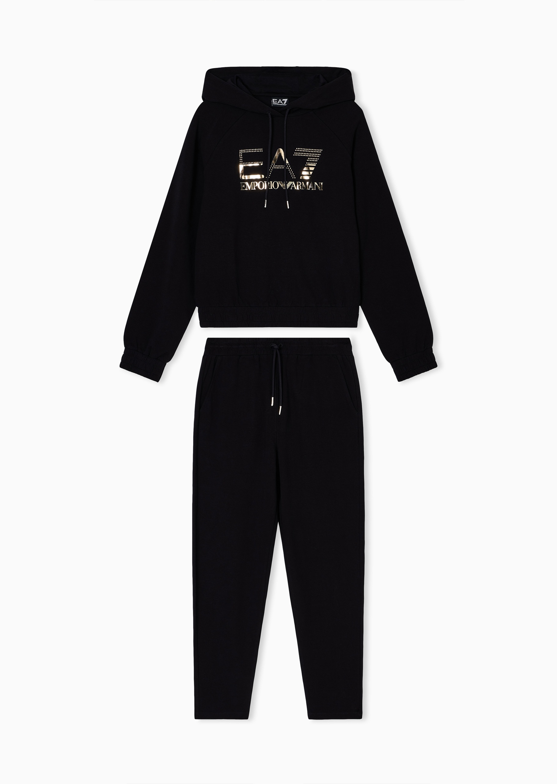 EA7 女士棉质连帽卫衣系带卫裤运动套装