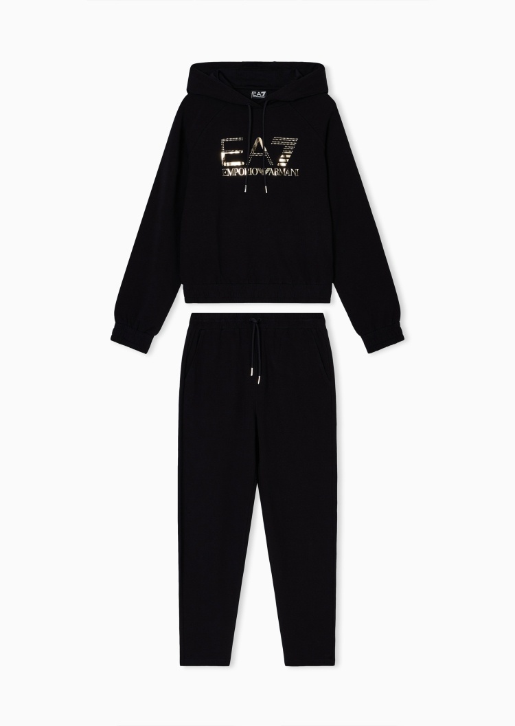 EA7 女士棉质连帽卫衣系带卫裤运动套装
