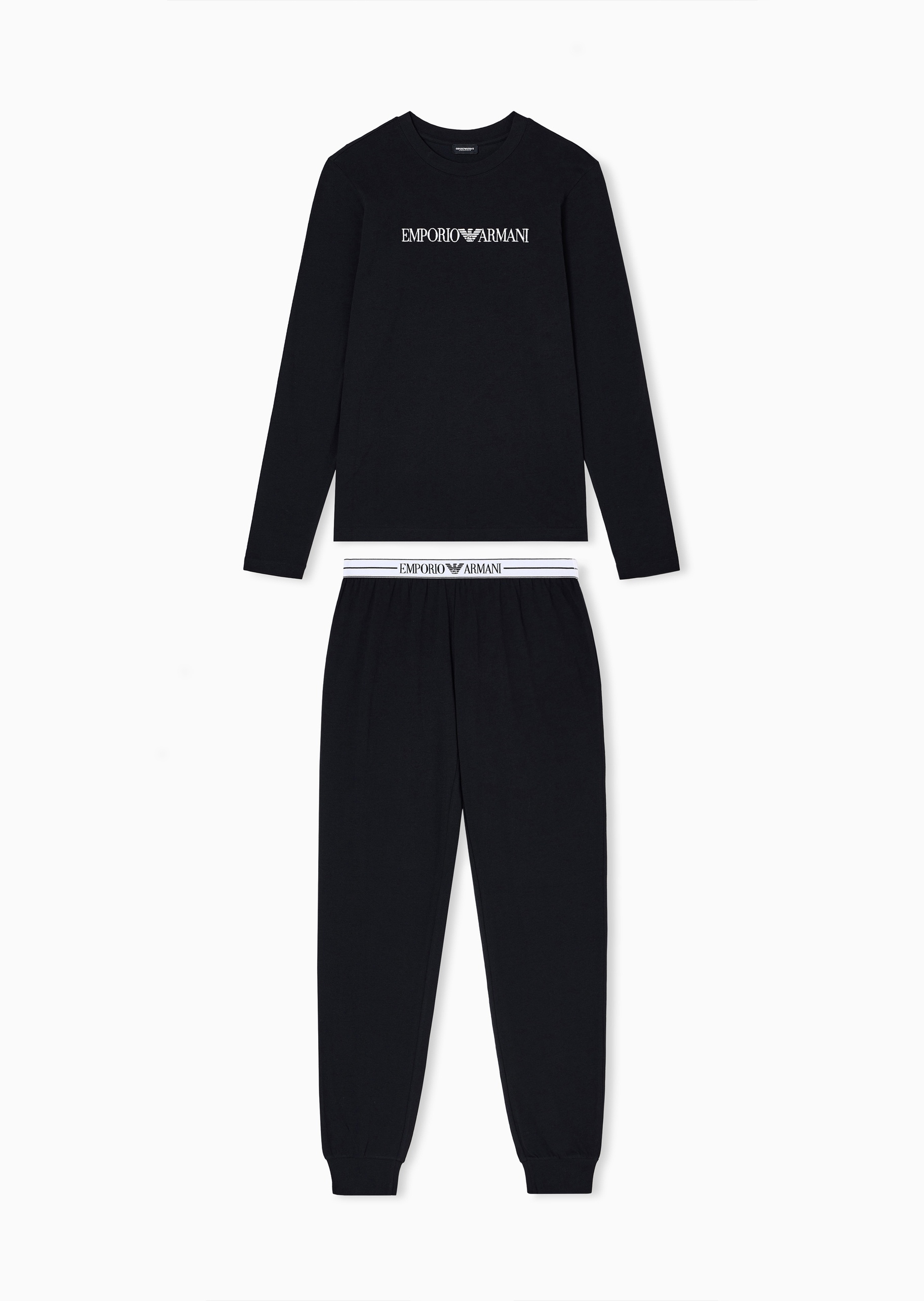 Emporio Armani 女士纯棉弹力长袖T恤长裤睡衣套装