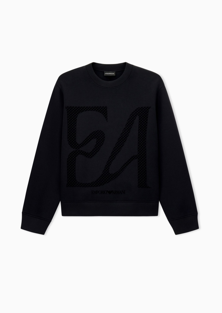 Emporio Armani 男士植绒标识圆领宽松重磅套头卫衣