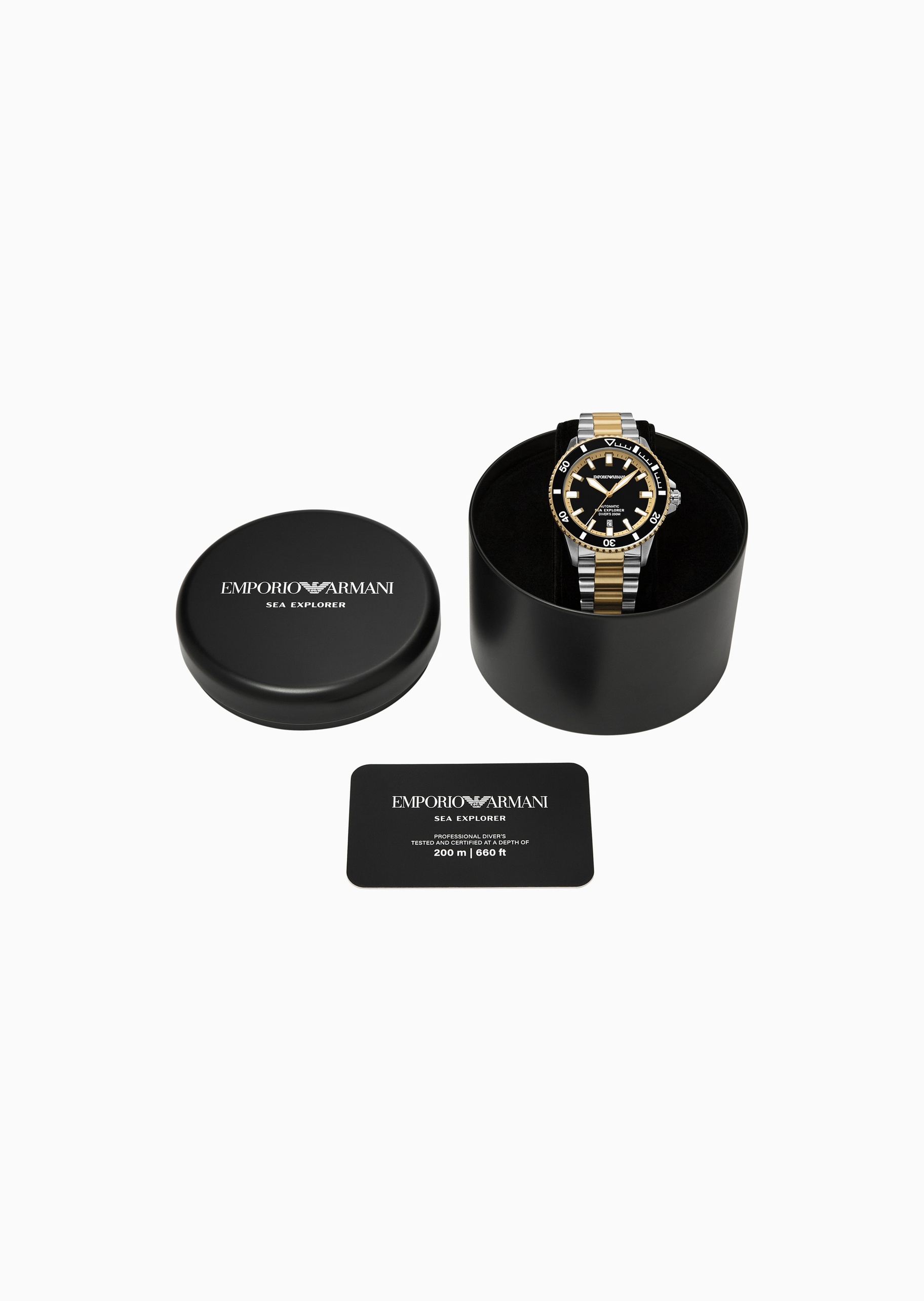 Emporio Armani 男士圆形大表盘钢带三针机械手表腕表