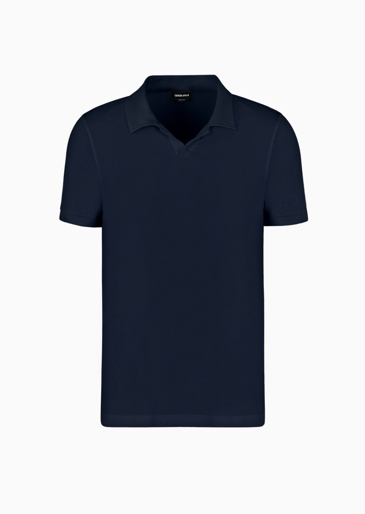 Giorgio Armani 男士人造棉弹力修身短袖海鸥领Polo衫