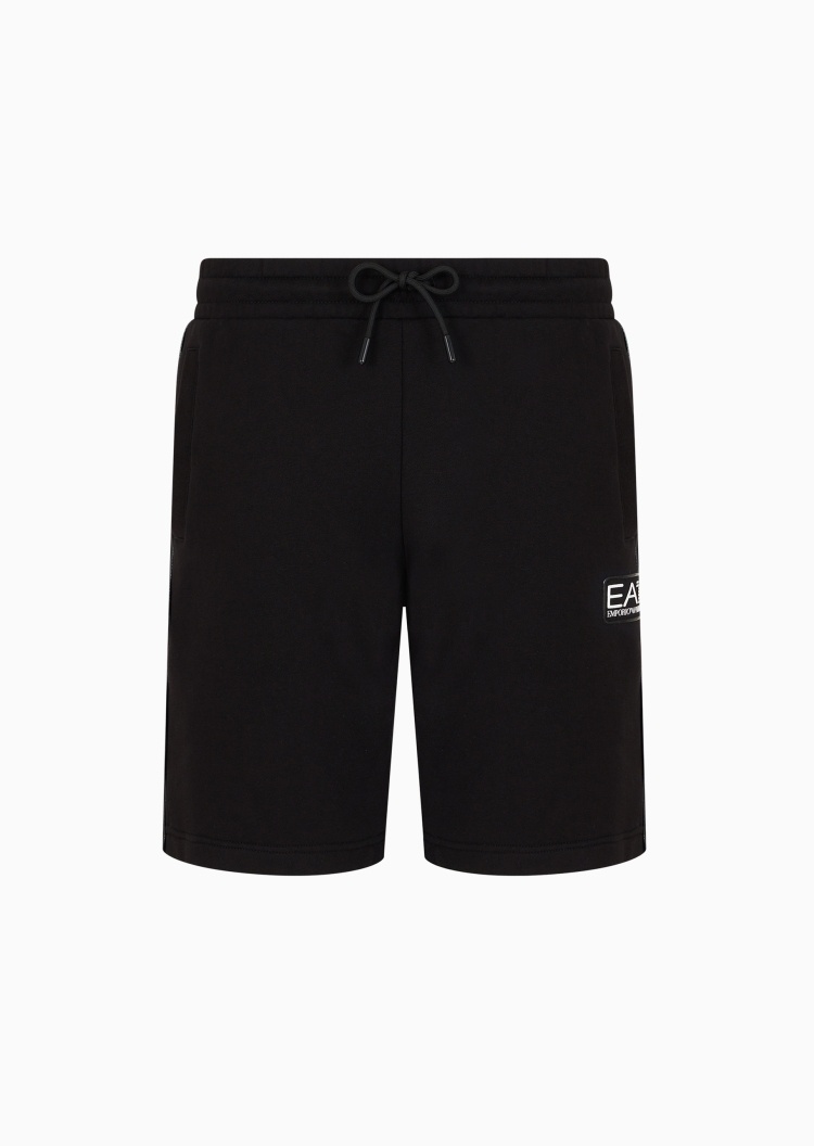 EA7 男士棉质合身系带腰纯色运动短裤