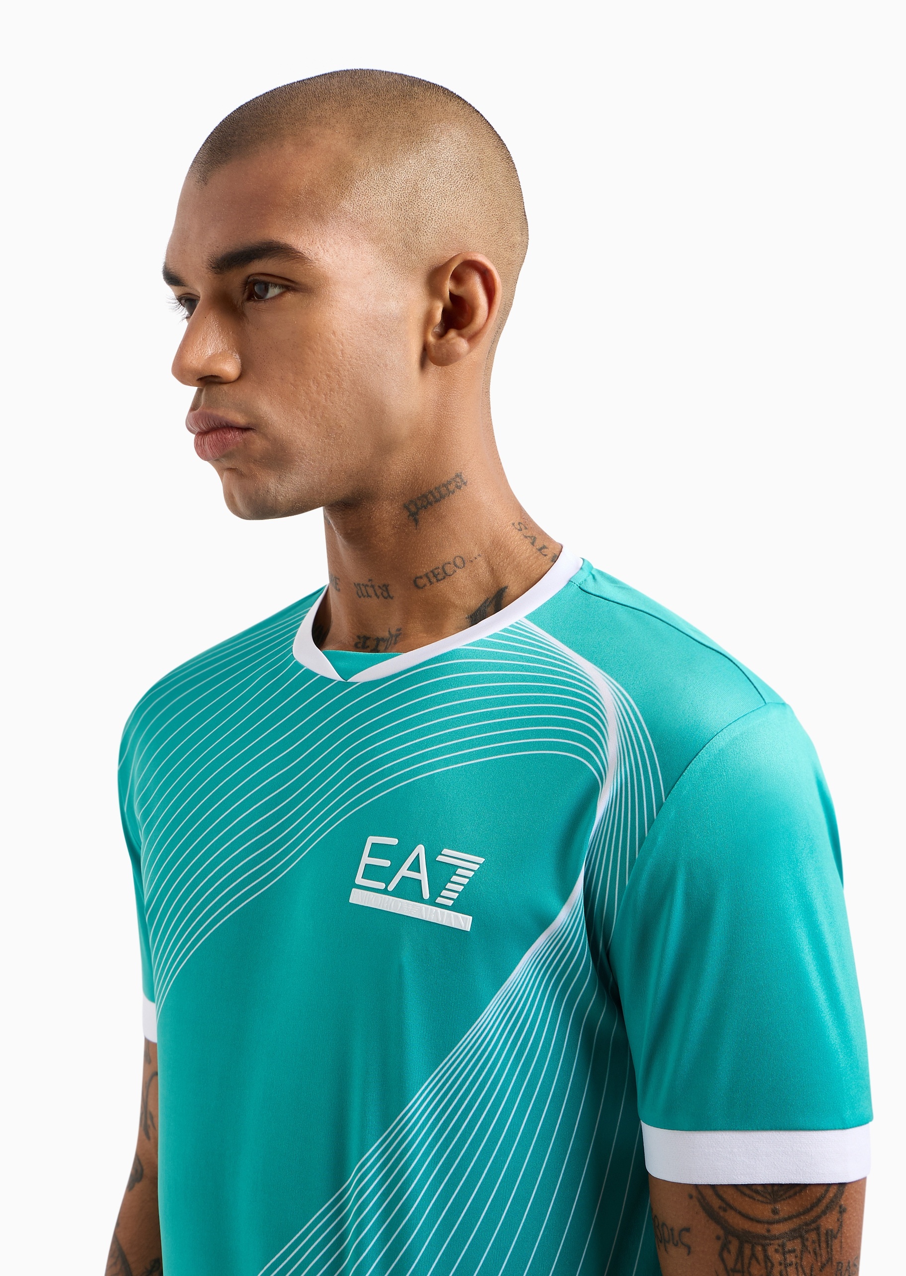 EA7 男士VENTUS 7合身短袖V领网球T恤