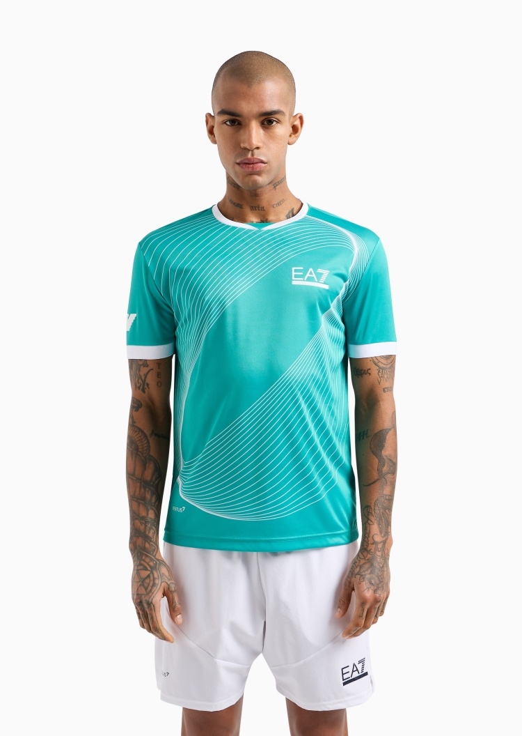 EA7 男士VENTUS 7合身短袖V领网球T恤