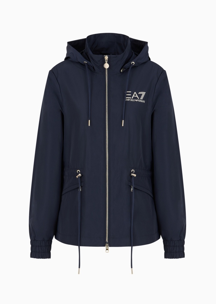 EA7 女士修身长袖连帽拉链运动飞行员夹克外套