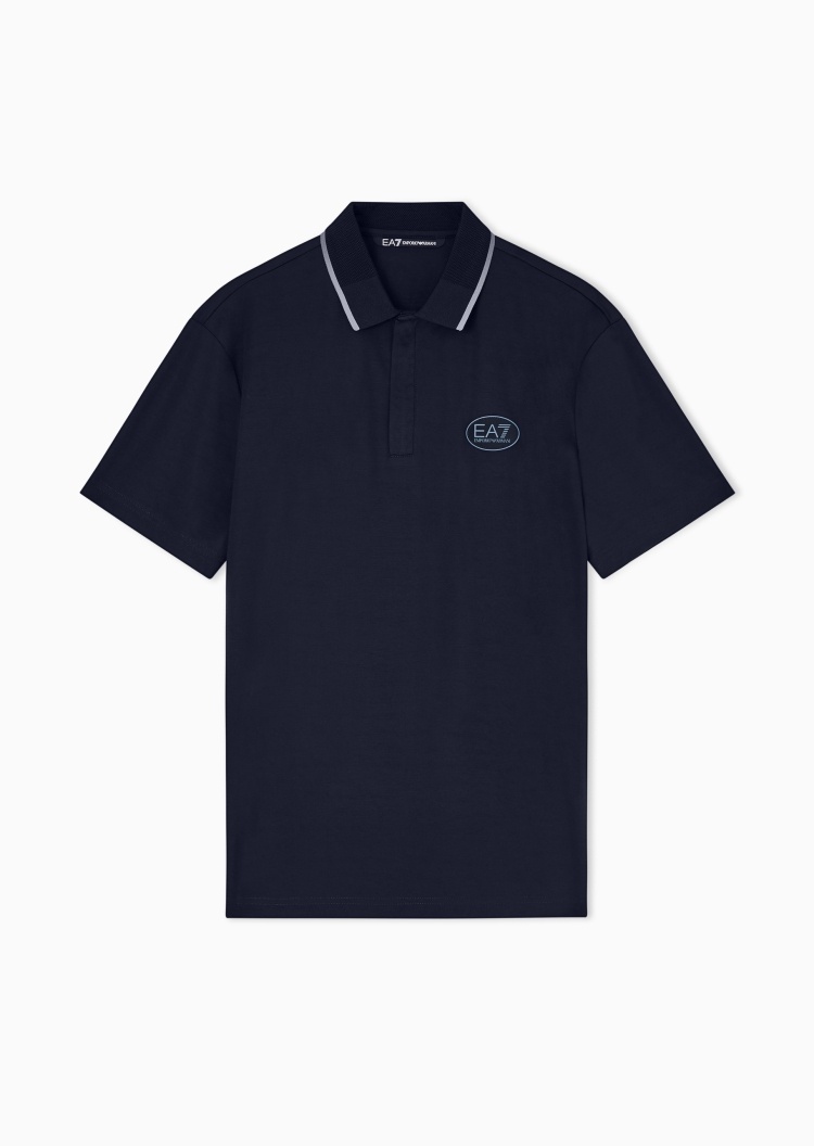 EA7 男士短袖翻领高尔夫撞色暗门襟Polo衫