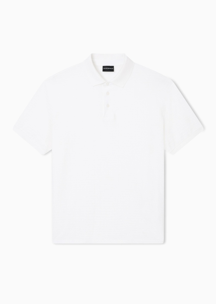 Emporio Armani 男士纯棉短袖翻领通体字母提花Polo衫