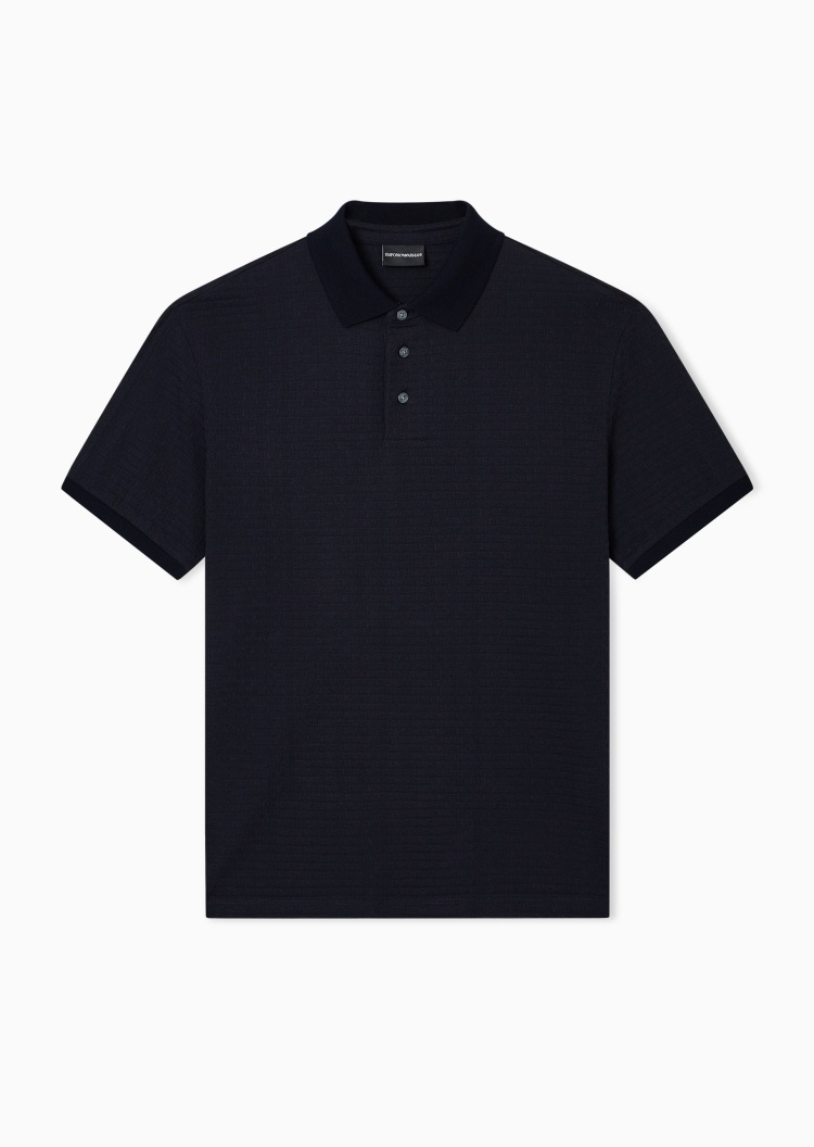 Emporio Armani 男士纯棉短袖翻领通体字母提花Polo衫