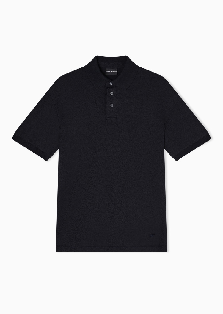 Emporio Armani 男士弹力短袖翻领提花Polo衫