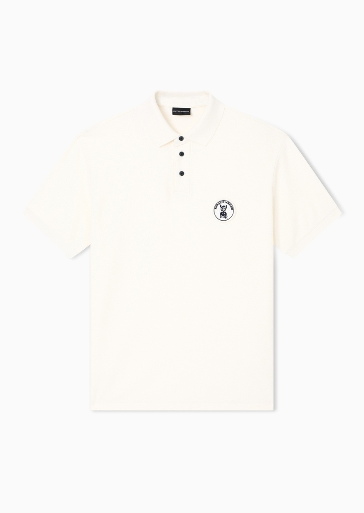 Emporio Armani 男士纯棉短袖翻领趣味刺绣Polo衫