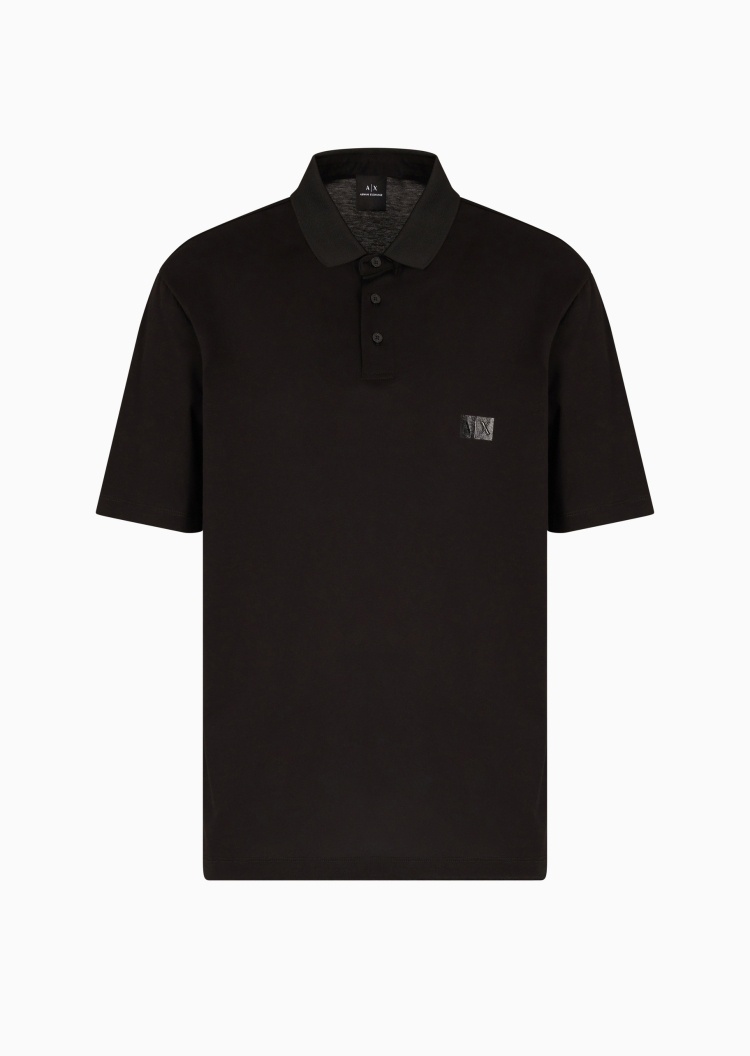 ARMANI EXCHANGE 男士全棉合身短袖翻领纯色休闲Polo衫