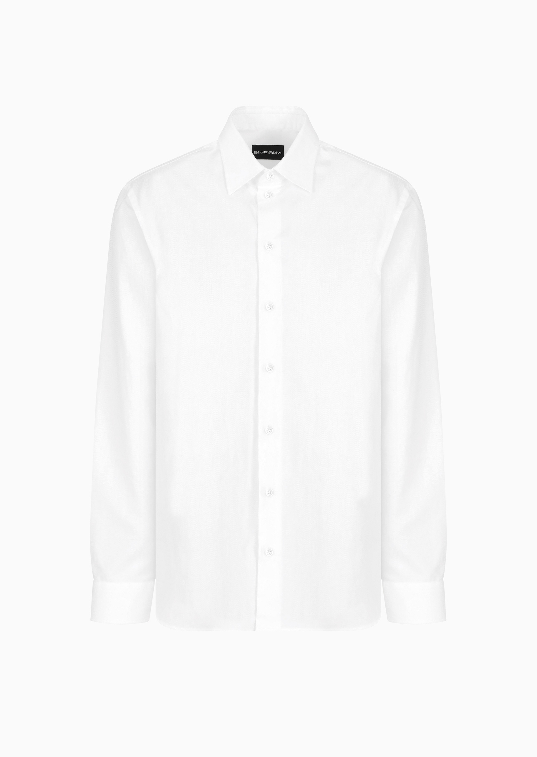 Emporio Armani 男士全棉合身长袖翻领暗纹印花衬衫