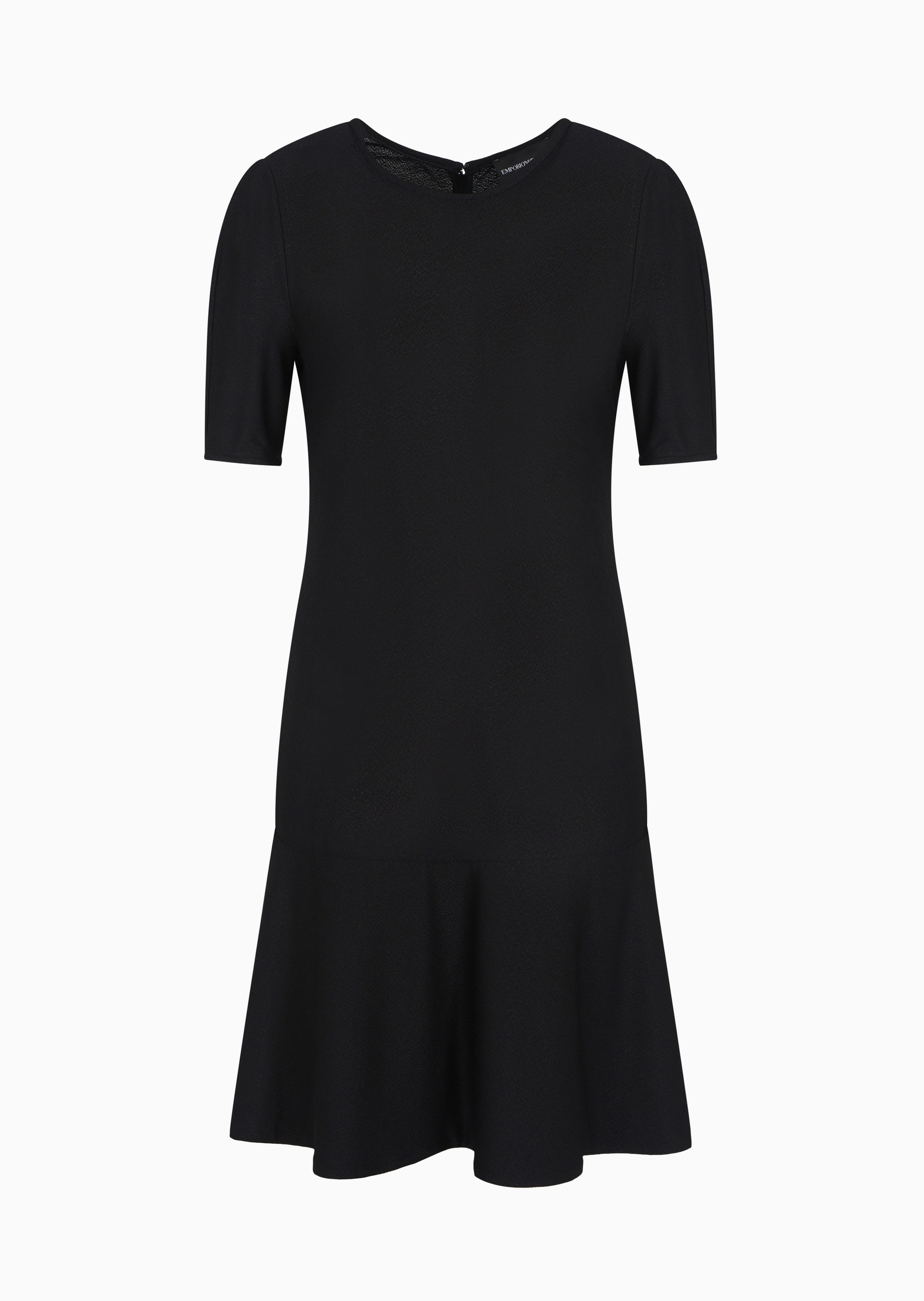 Emporio Armani 女士人造棉微弹短款荷叶边纯色连衣裙