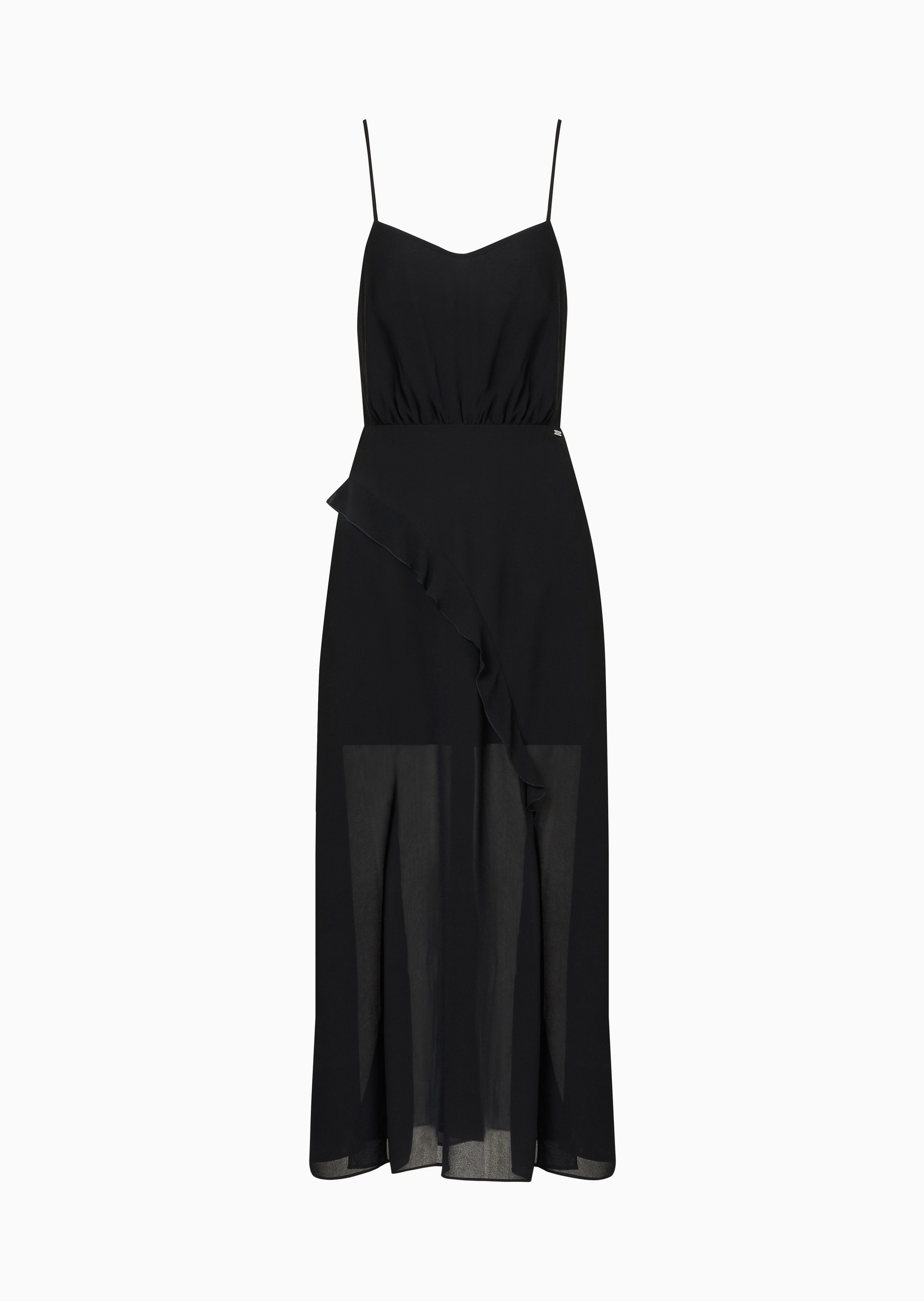 ARMANI EXCHANGE 女士人造棉吊带中长款绉纱拼接连衣裙