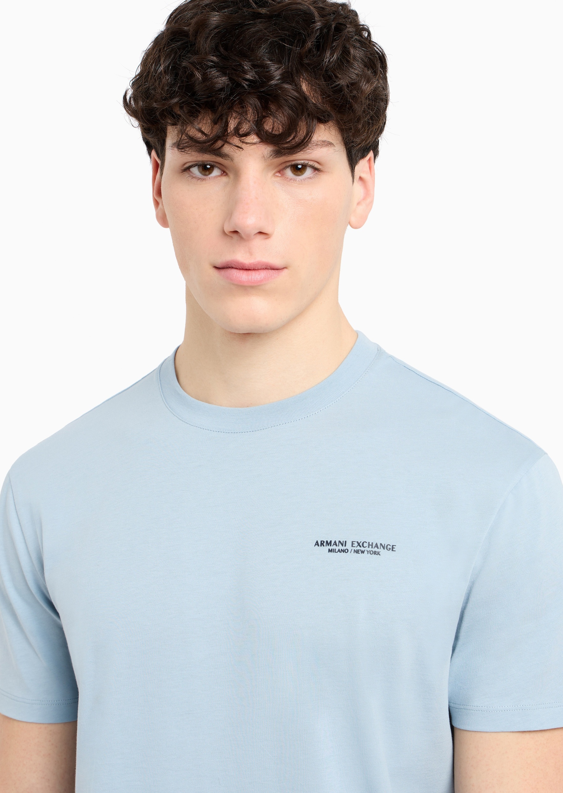 ARMANI EXCHANGE 男士全棉合身短袖圆领正肩纯色休闲T恤