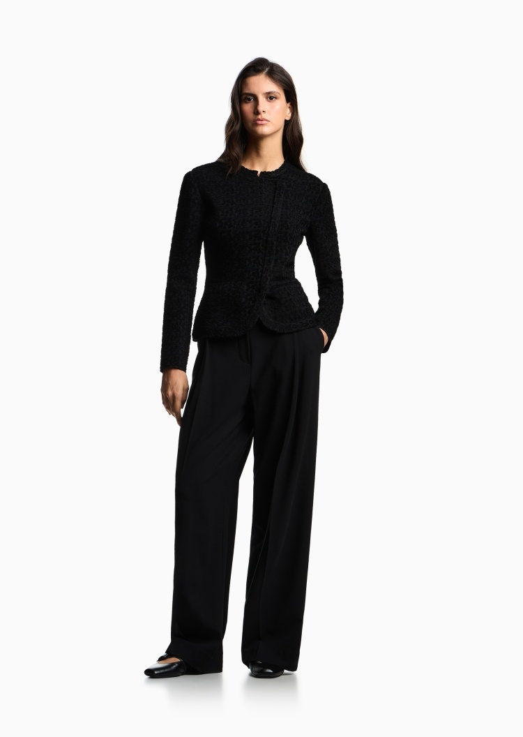 Emporio Armani 女士无领混纺修身休闲西服西装外套