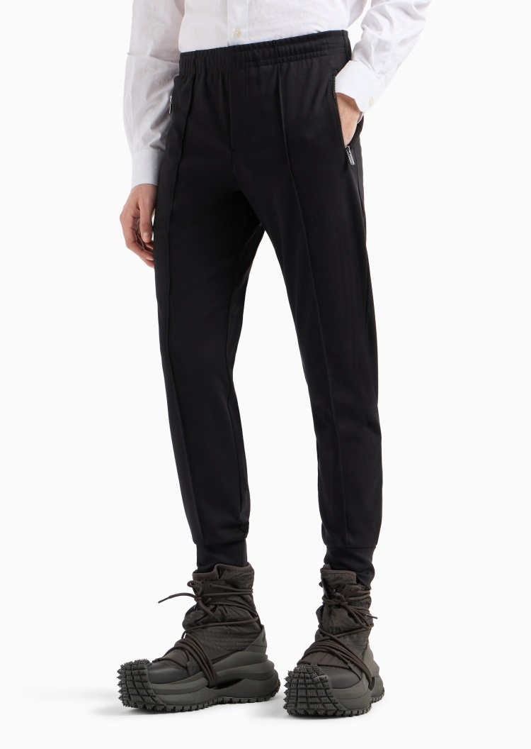 Emporio Armani 男士重磅休闲锥形束脚拉链口袋运动卫裤