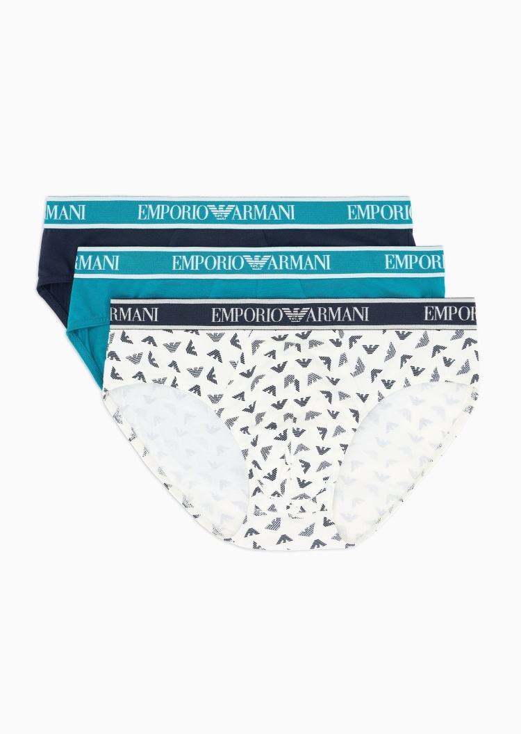 Emporio Armani 男士纯棉弹力三角三条装内裤套装