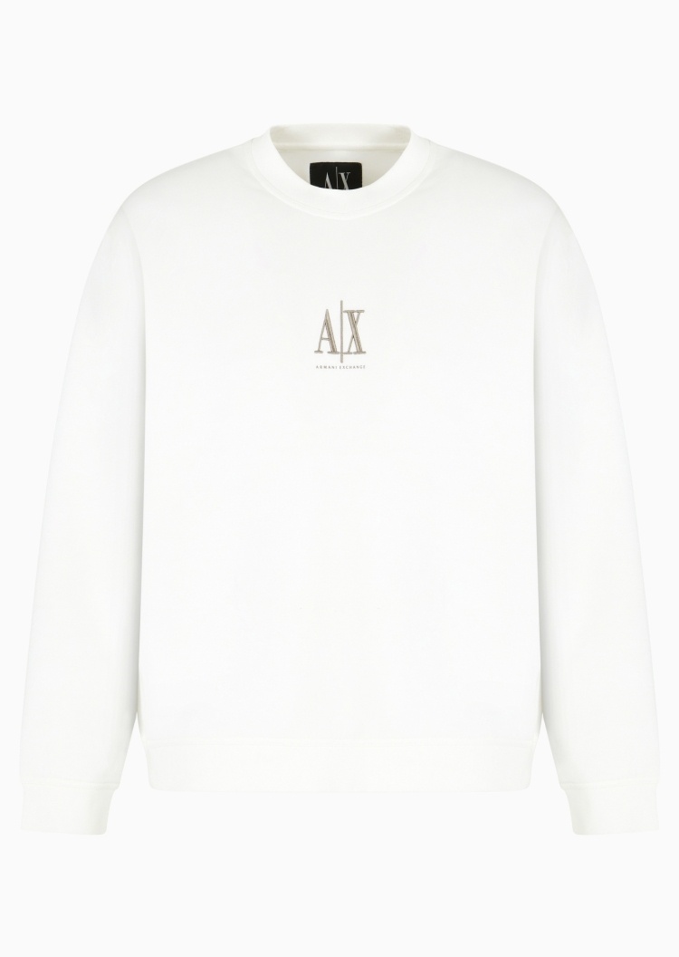 ARMANI EXCHANGE 男士微弹宽松长袖圆领LOGO刺绣重磅卫衣