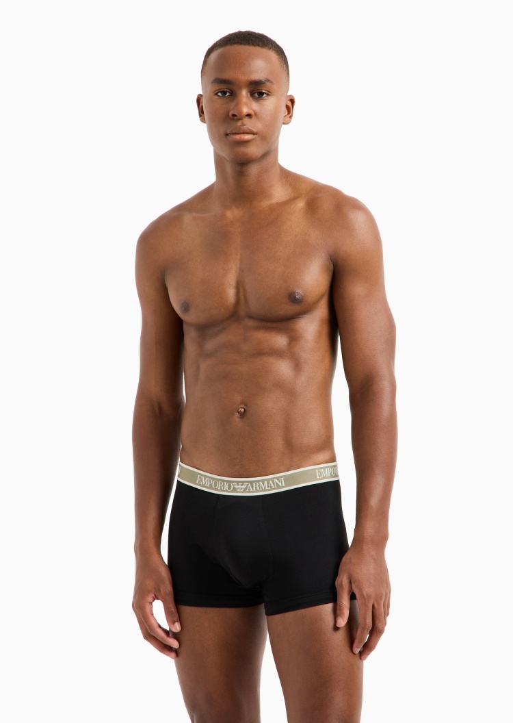 Emporio Armani 男士纯棉弹力平角三条装内裤套装