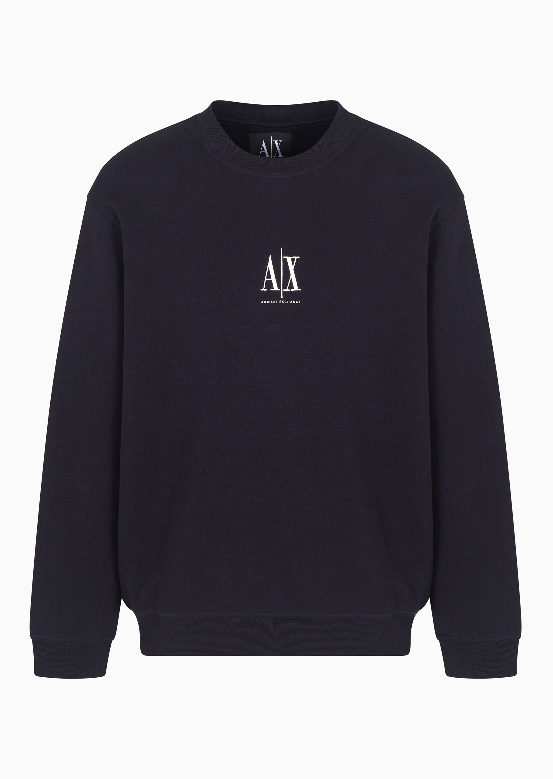 ARMANI EXCHANGE 男士棉质微弹合身长袖圆领LOGO刺绣卫衣