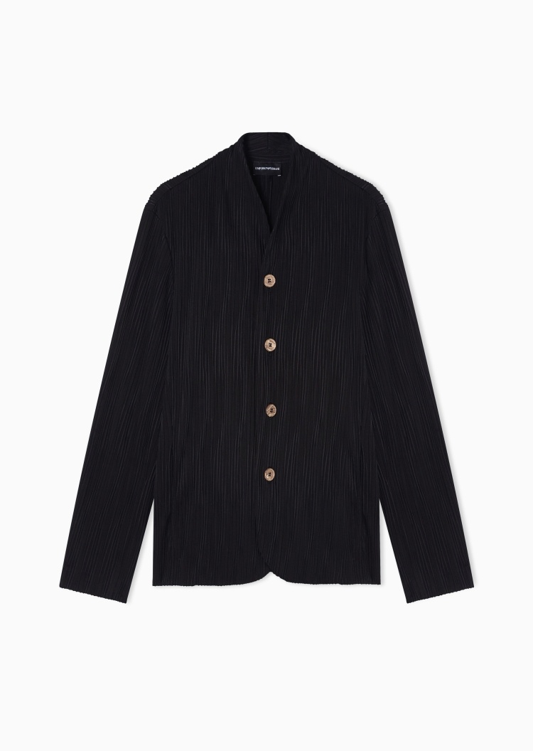 Emporio Armani 男士长袖小立领单排扣肌理感西装外套