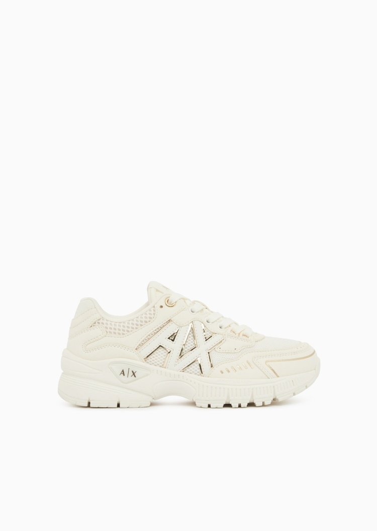 ARMANI EXCHANGE 女士系带低帮厚底网面拼接休闲鞋