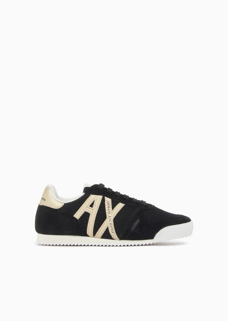 ARMANI EXCHANGE 女士系带低帮平底网面拼接撞色休闲鞋