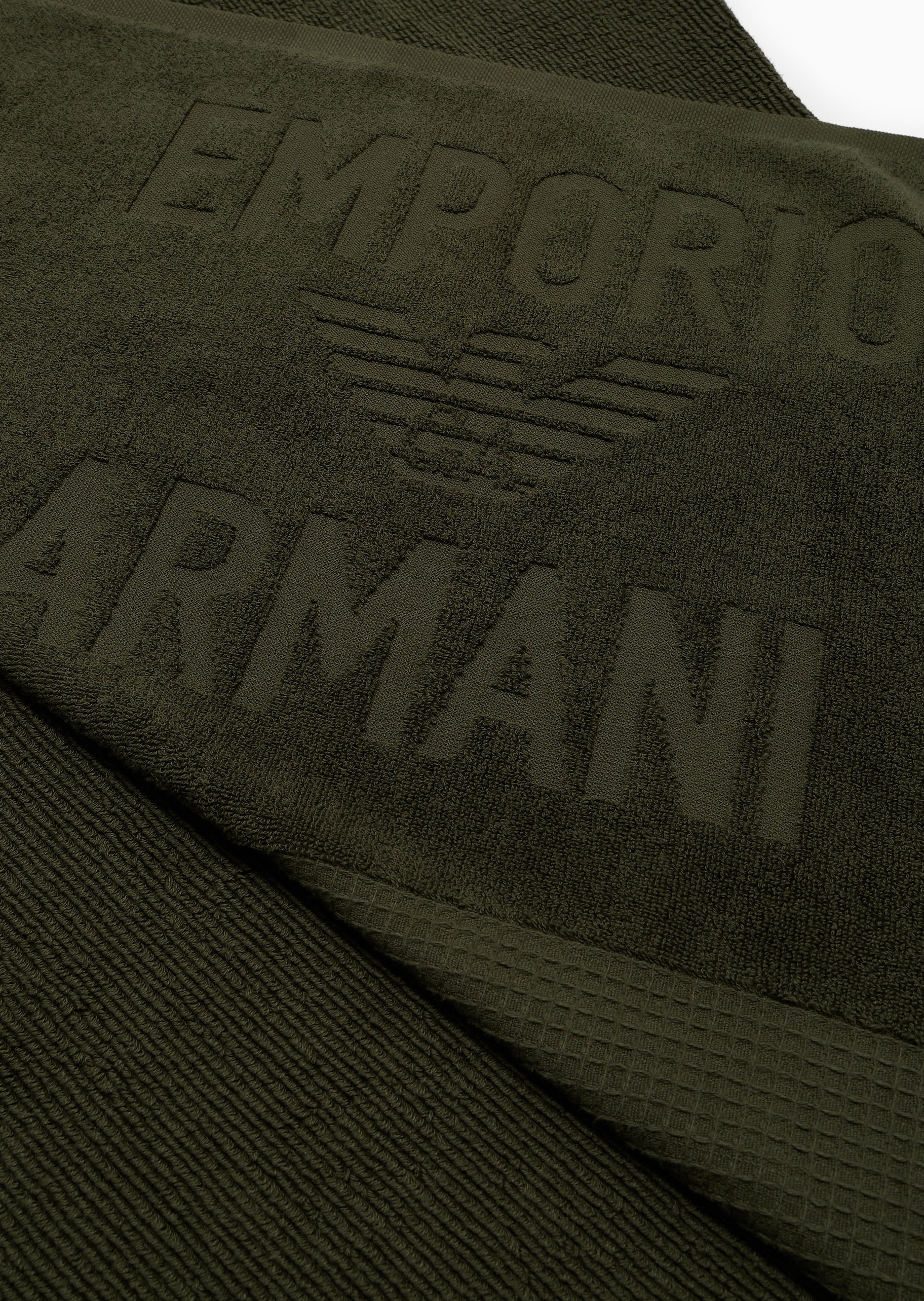Emporio Armani 男女同款全棉长方形华夫格LOGO沙滩毛巾