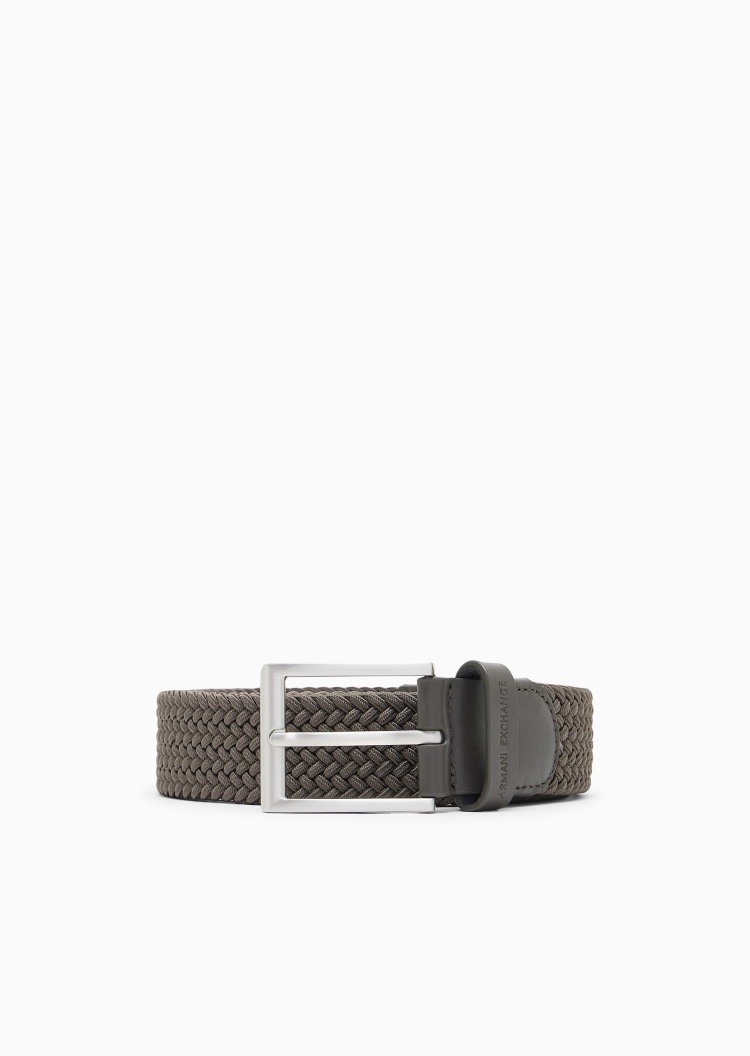 ARMANI EXCHANGE 男士休闲时尚编织经典纯色针扣腰带